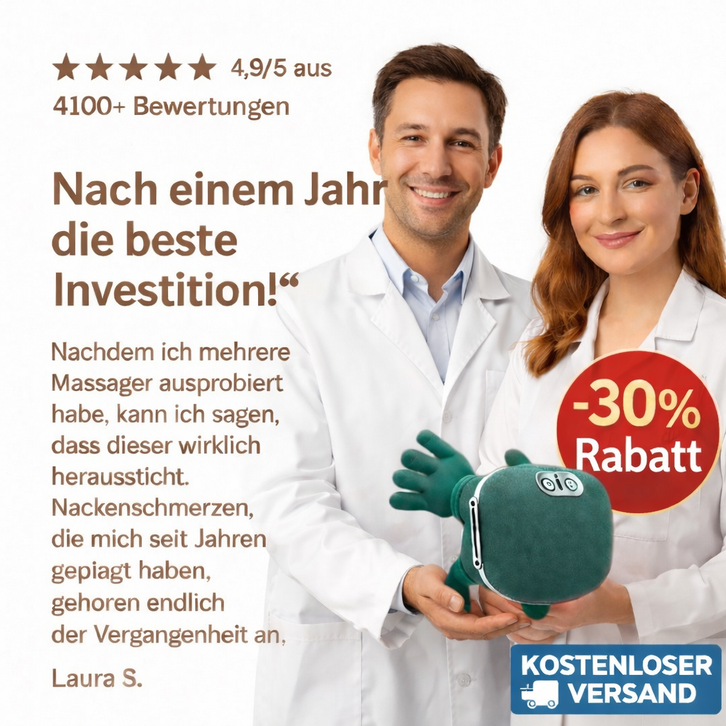 LUXUS™ | Nackenmassage mit warmer 3D-Knetung 30 % Rabatt – jetzt €54,95  statt €78,50. KOSTENLOSER VERSAND