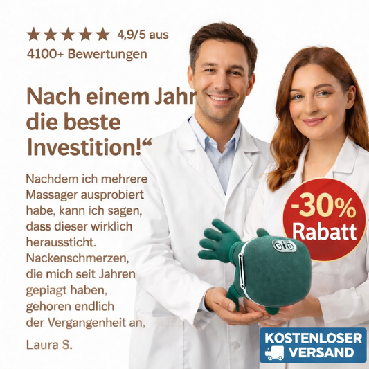LUXUS™ | Nackenmassage mit warmer 3D-Knetung 30 % Rabatt – jetzt €54,95  statt €78,50. KOSTENLOSER VERSAND
