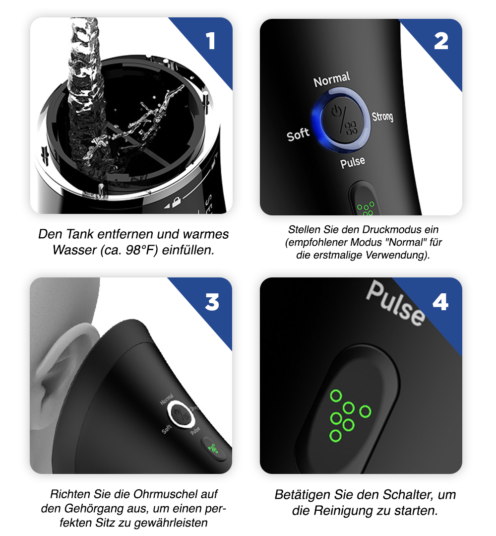 OhrRein Pro | Elektrisches Ohrwachs-Entfernungsset